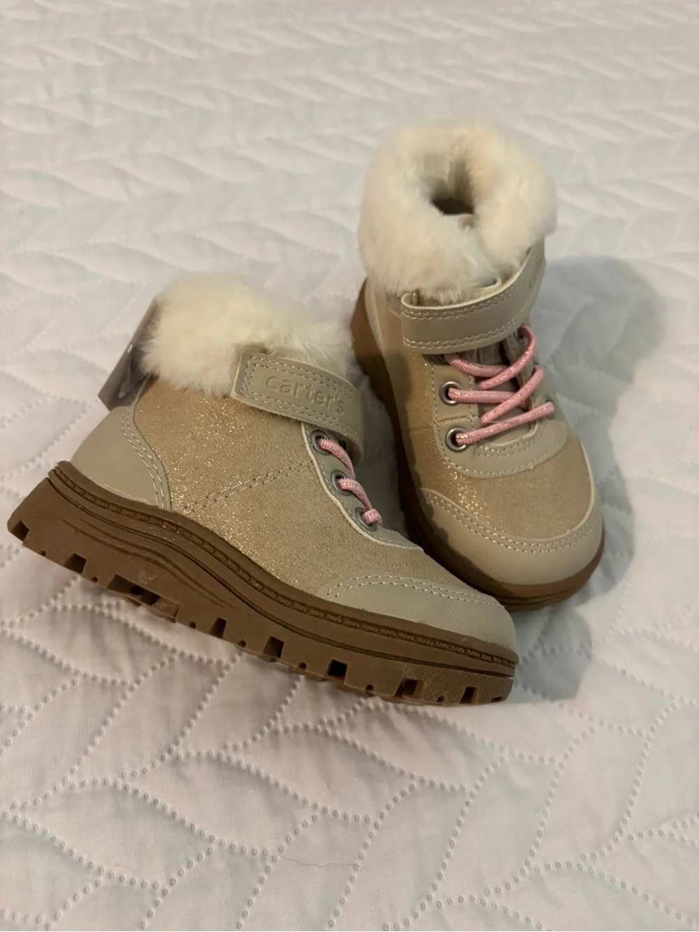Carter's Pink Lace & Faux-Fur Trim Girls Cold-Weather Boots
